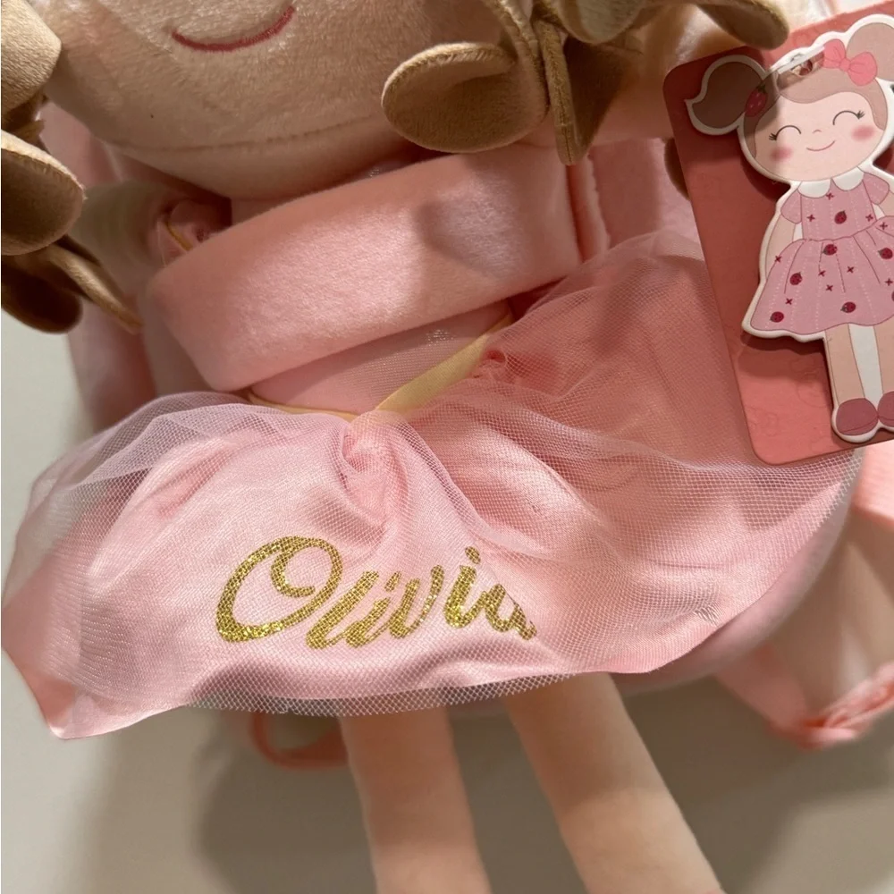 Personalized Olivia backpack ballet ballerina doll plush curly soft toy girl